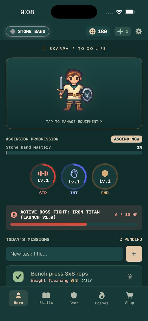 To Do Life, the hero screen